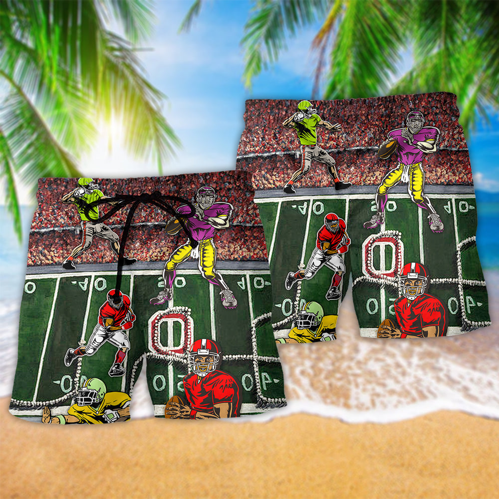 American Football Dark Beach Shorts Pattern View For Relaxed Vacation Styling