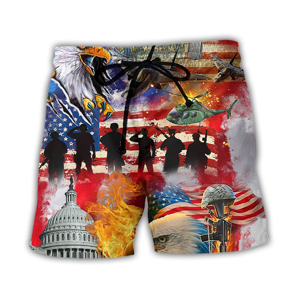 Veteran America Independence Beach Shorts Print Detail For Thoughtful Gift Giving