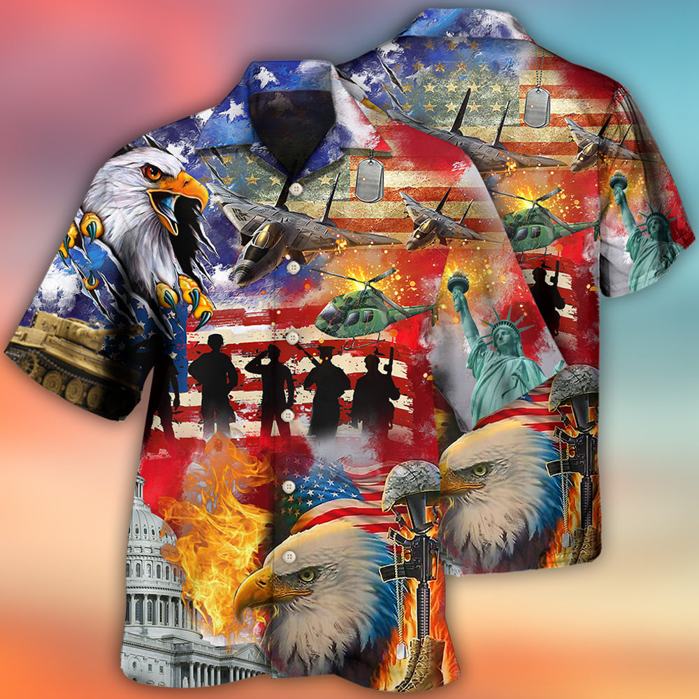 Veteran Independence Day American Hawaiian Shirt For Vacation Days And Relaxed Coastal Outings