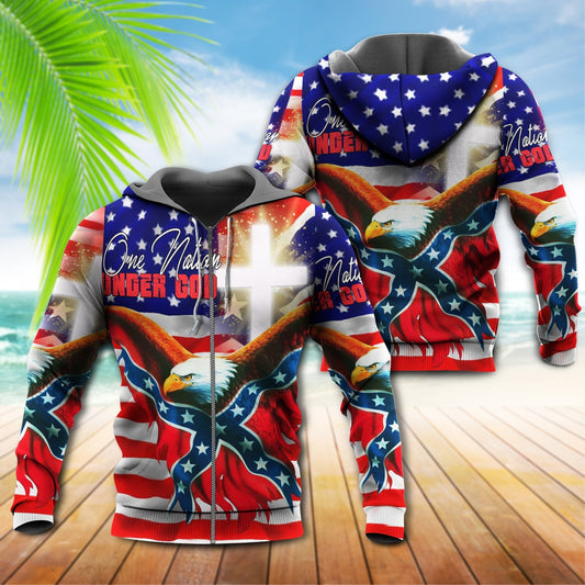 One Nation Under God Patriotic Hoodie For Faith Gatherings Casual Travel And Positive Expression