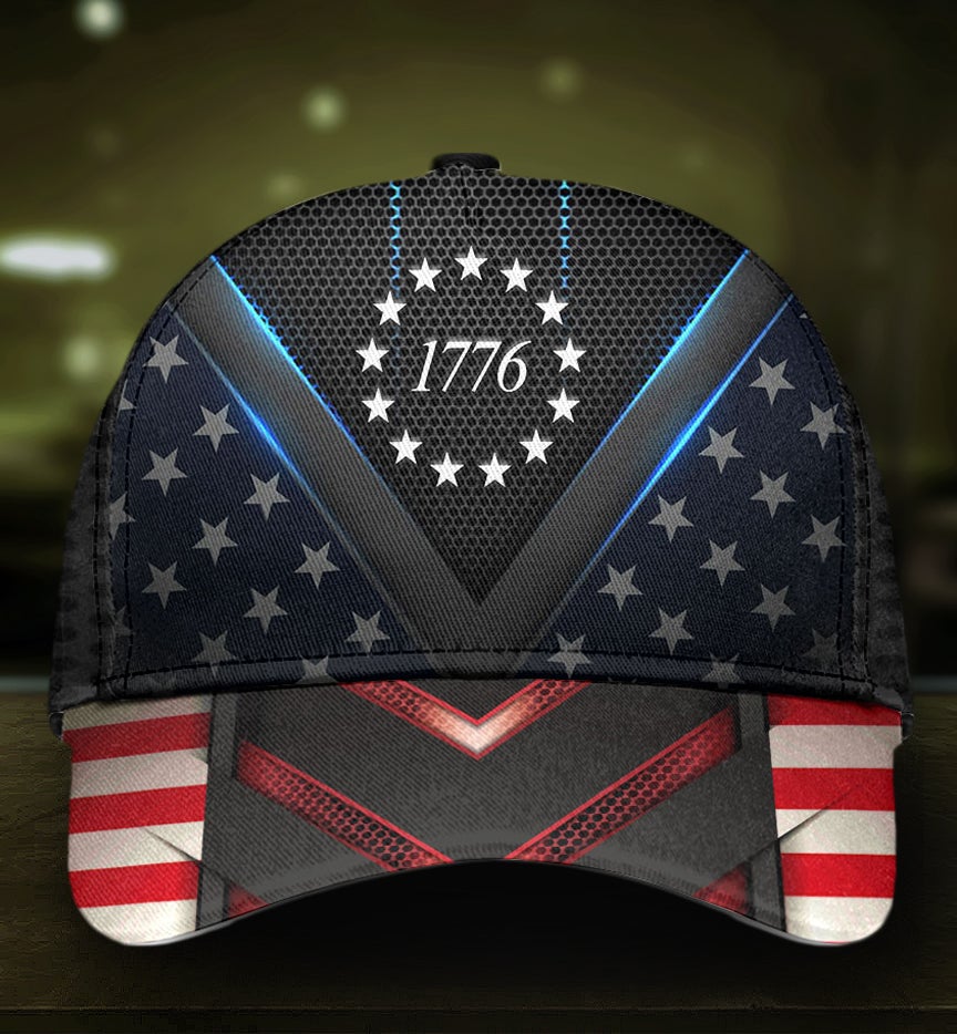 American Patriotic 1776 Independence Classic Cap For Everyday Outfits Coastal Travel And Gift Giving