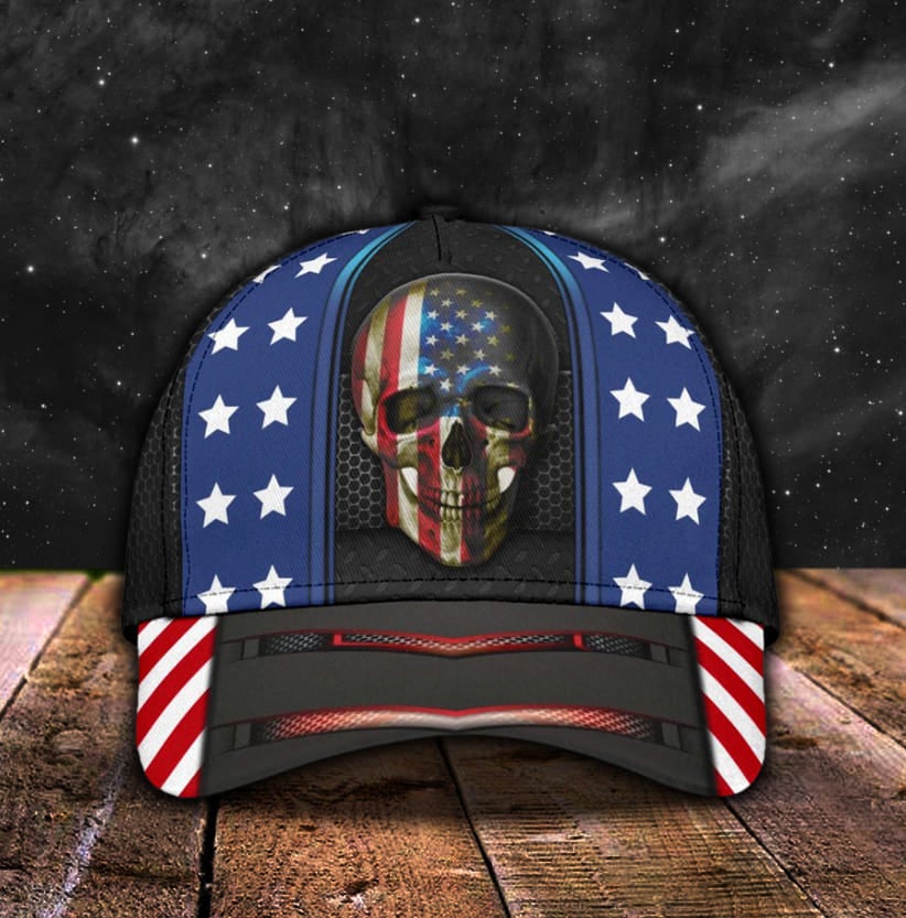 American Skull Carbon Pattern Classic Cap For Everyday Accessories Vacations And Outdoor Fun