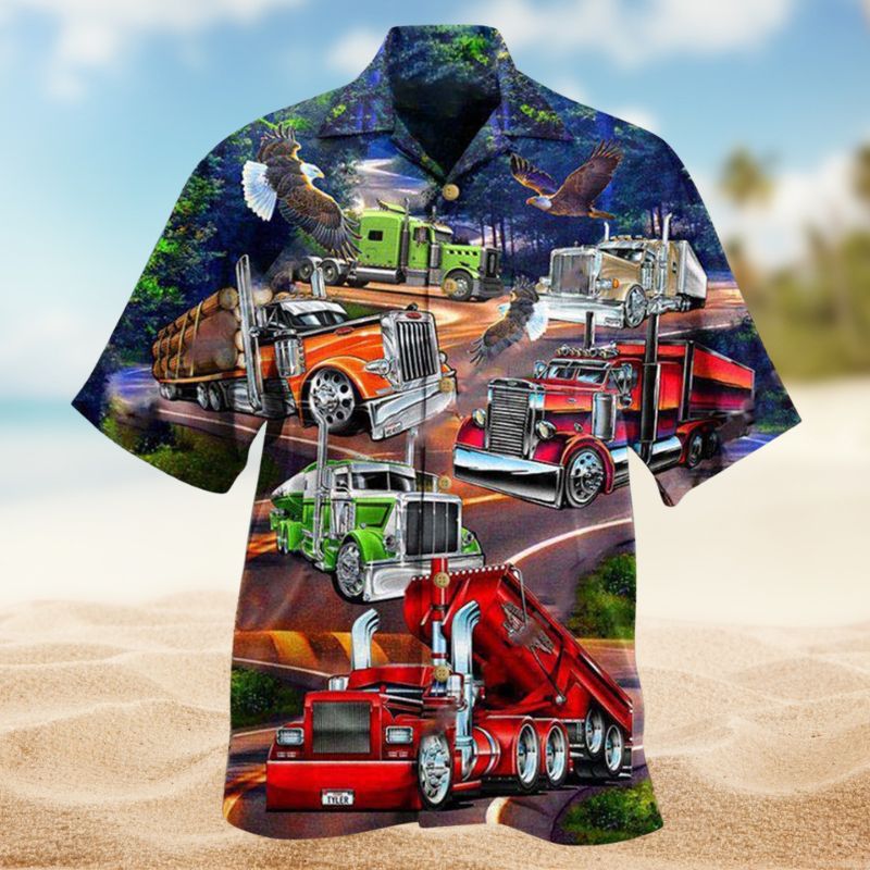 American Trucker Proud Hawaiian Shirt For Tropical Holidays, Outdoor Gatherings, And Everyday Comfort