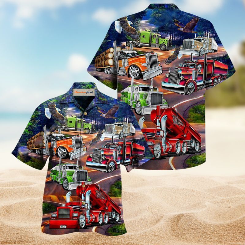 American Trucker Proud Hawaiian Shirt For Tropical Holidays, Outdoor Gatherings, And Everyday Comfort