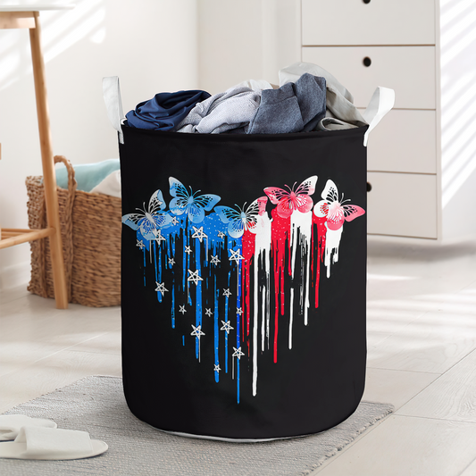 Amazing American Butterfly Love Laundry Basket For Bathroom Bedroom Storage