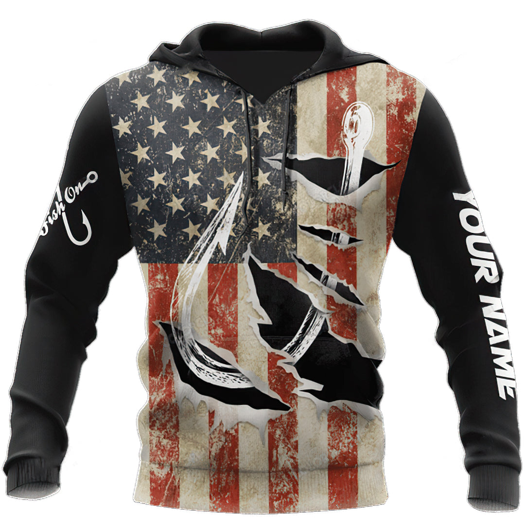 American Fishing Personalized Hoodie For Fishermen Camping Adventures And Comfortable Streetwear