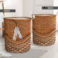 Native American Rattan Texture Laundry Basket For Bathroom Bedroom Storage