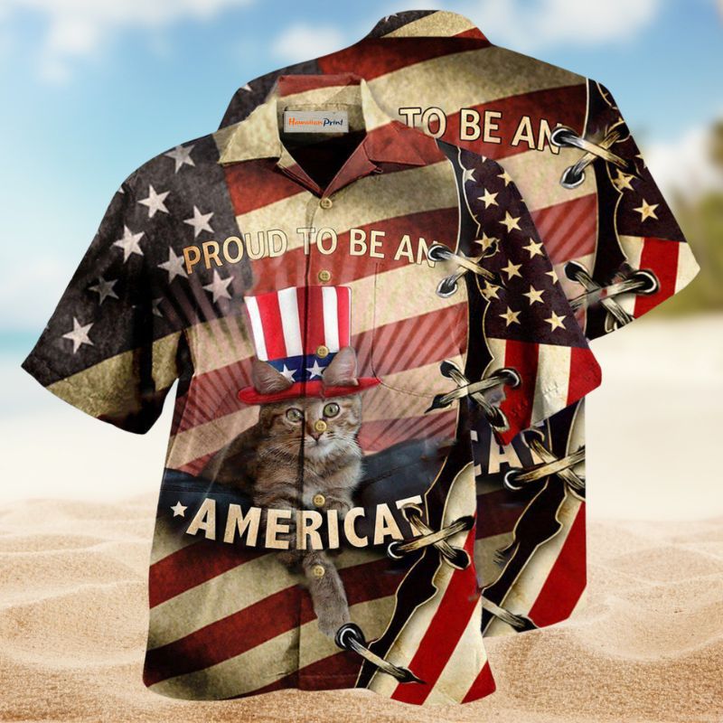 Patriotic Cat Proud Hawaiian Shirt For Island Vacations, Resort Wear, And Relaxed Seasonal Style