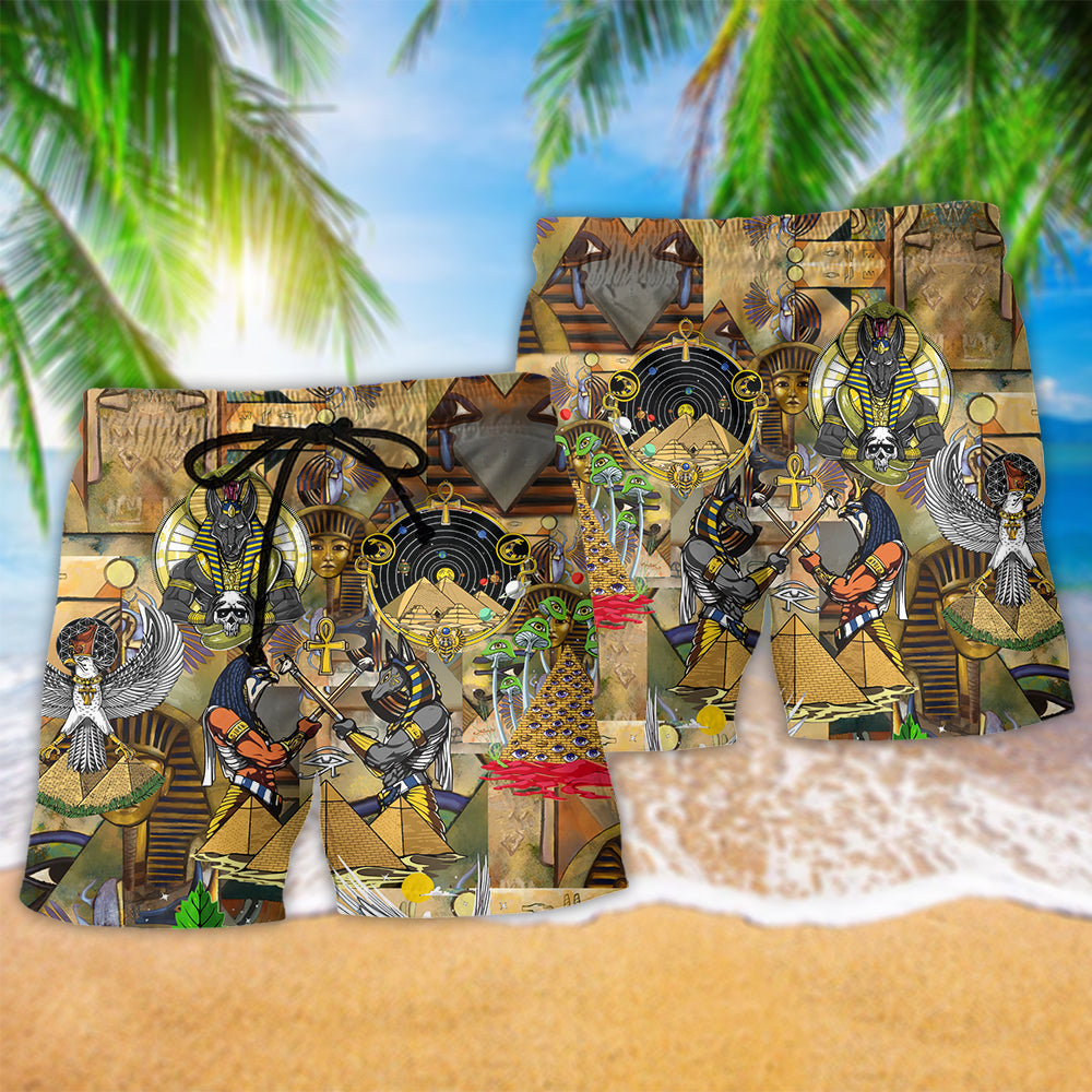 Explore Ancient Egypt History Beach Shorts Pattern View For Coastal Holidays And Casual Activities