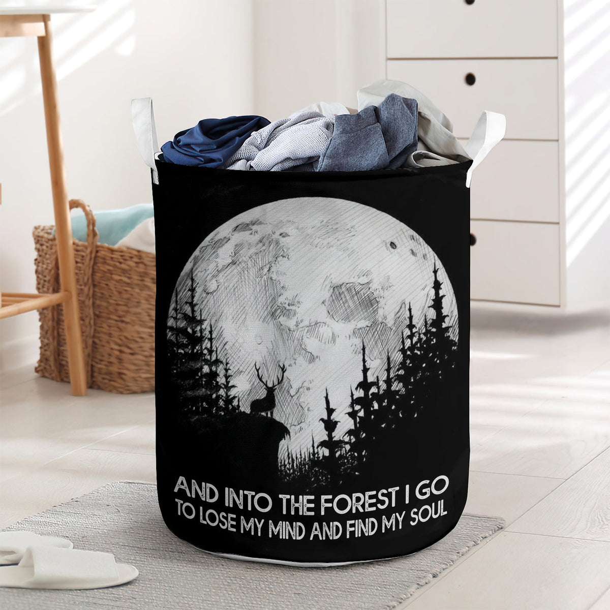 Deer Into Forest Go Lose Mind Find Soul Laundry Basket For Bathroom Bedroom Storage