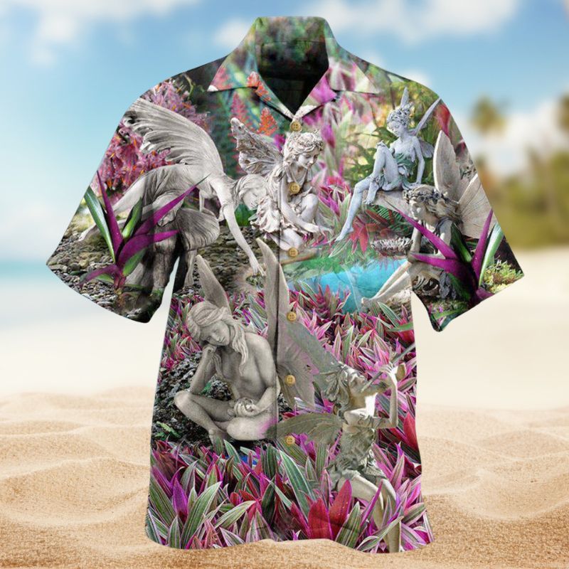 Angel Garden Figurines Hawaiian Shirt For Resort Trips, Coastal Parties, And Warm Weather Style