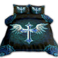 Jesus Angel Wing And Cross Christian Mandala Bedding Cover For Faith Bedroom Decor