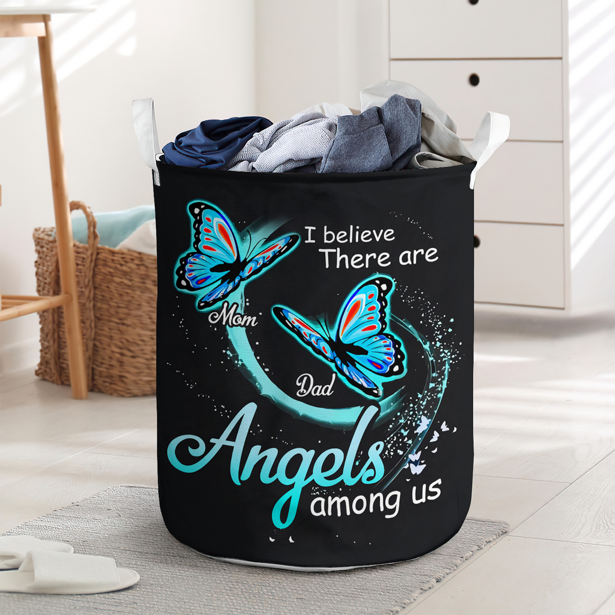 Butterfly Angels Among US Laundry Basket For Bathroom Bedroom Storage