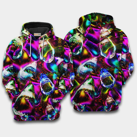 Colorful Angry Shark Hoodie For Nautical Inspired Streetwear Weekend Trips And Comfort