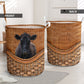 Angus Cow Rattan Texture Laundry Basket For Room Home Organizer