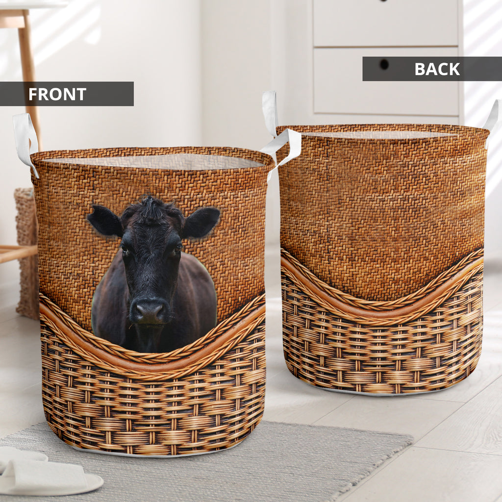 Angus Cow Rattan Texture Laundry Basket For Room Home Organizer