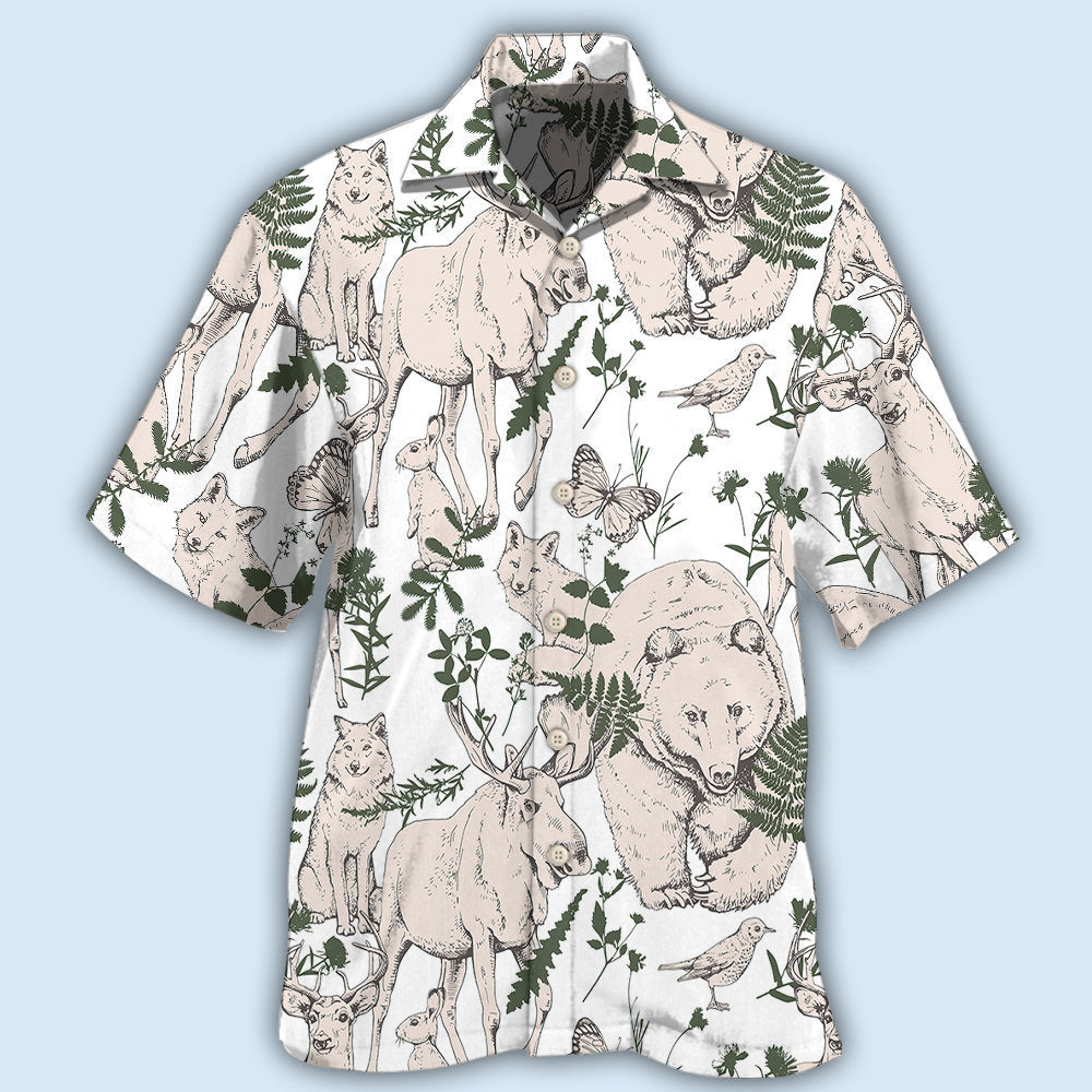 Forest Wildlife Hawaiian Shirt With Detailed Graphic For Beach Vacations Casual Parties And Warm Weather Style