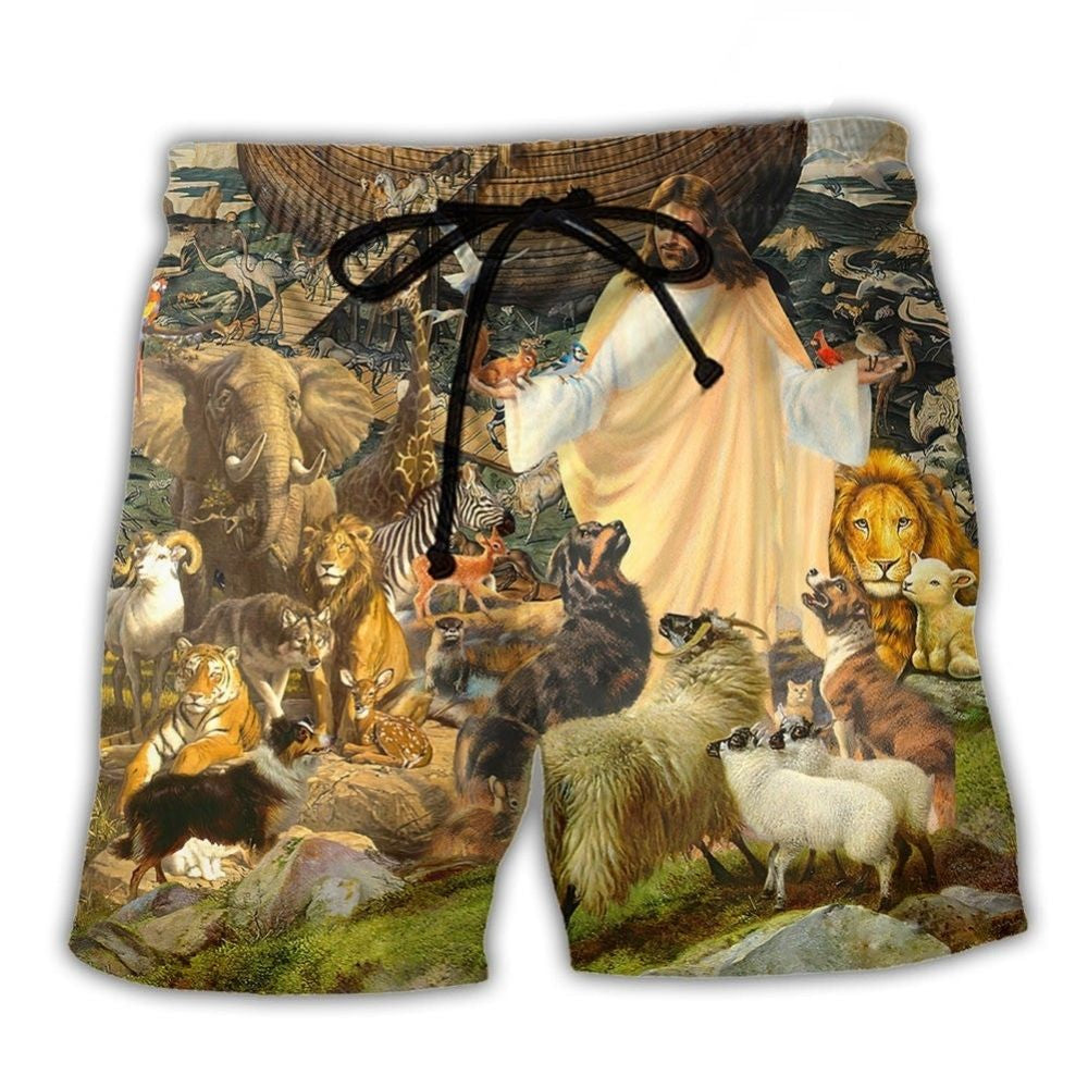 Animal Rescue Blessings Beach Shorts Pattern View For Coastal Holidays And Casual Activities