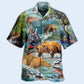 Bear Hunting Animals Amazing Salmon Hawaiian Shirt Design Detail For Beach Days And Holiday Travel