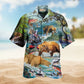 Amazing Salmon Hunting With Bear Hawaiian Shirt For Summer Vacation Beach Travel And Relaxed Casual Wear