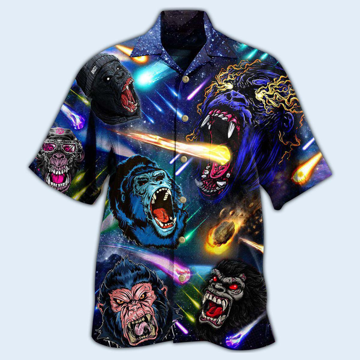 Gorilla Hawaiian Shirt With All Over Print For Coastal Trips Outdoor Events And Relaxed Summer Wear