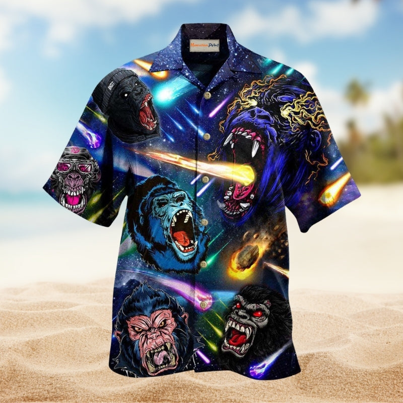 Amazing Screaming Gorilla Hawaiian Shirt For Tropical Travel Outdoor Parties And Relaxed Casual Wear