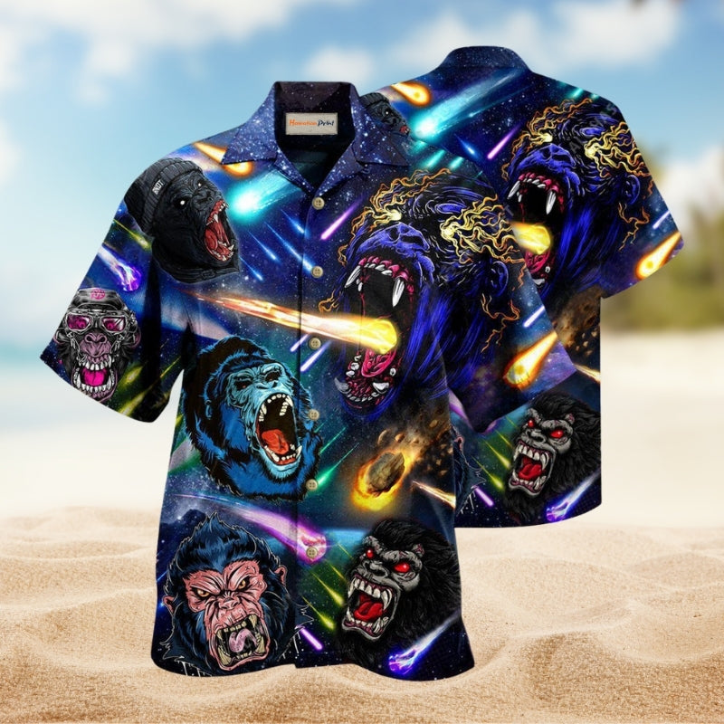 Amazing Screaming Gorilla Hawaiian Shirt For Tropical Travel Outdoor Parties And Relaxed Casual Wear