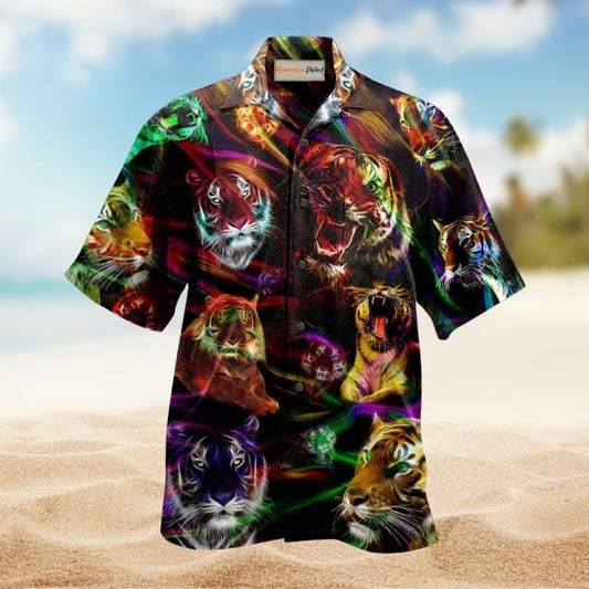Amazing Tiger Neon Hawaiian Shirt For Vacation Adventures Beach Events And Relaxed Warm Weather Style