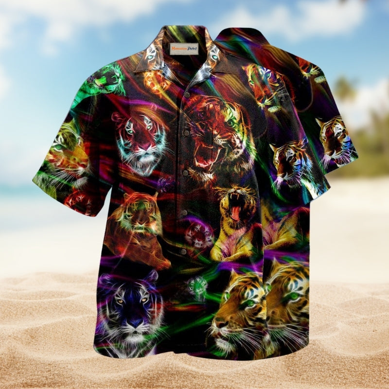 Amazing Tiger Neon Hawaiian Shirt For Vacation Adventures Beach Events And Relaxed Warm Weather Style