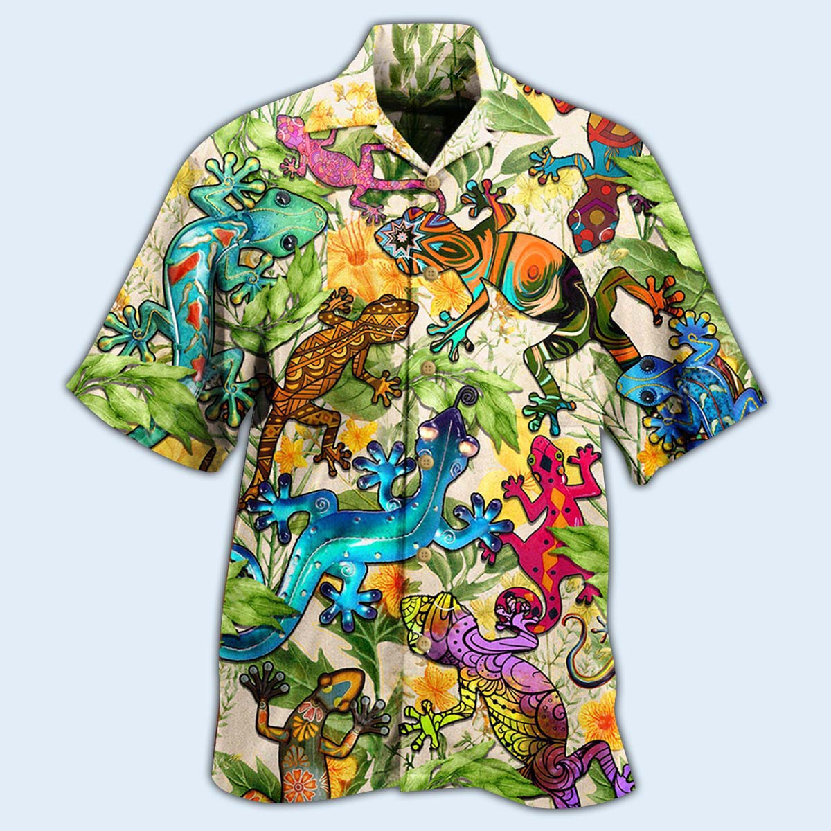 Lizard Hawaiian Shirt With All Over Print For Beach Vacations Casual Parties And Warm Weather Style