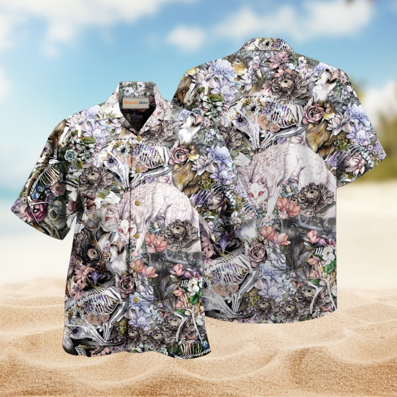Animal Anatomy And Floral Nature Hawaiian Shirt For Summer Vacation Beach Travel And Relaxed Casual Wear