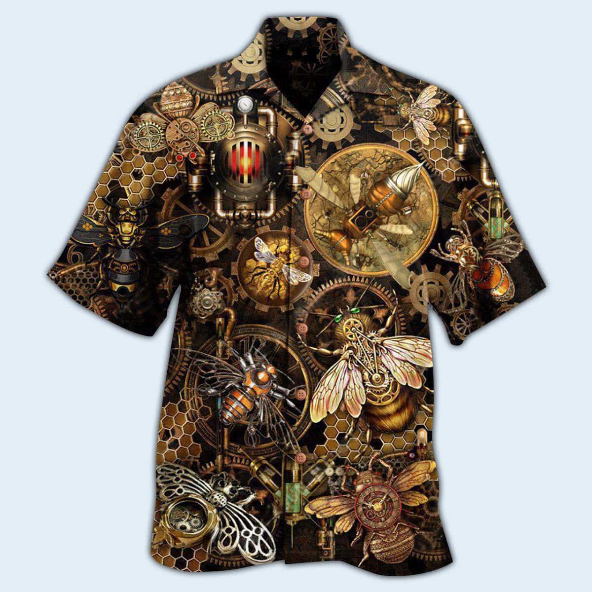 Honey Bee Hawaiian Shirt With All Over Print For Tropical Travel Beach Gatherings And Comfortable Wear
