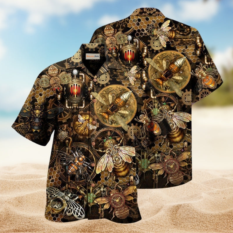 Kind Bee And Flowers Hawaiian Shirt For Summer Gatherings Nature Fans And Comfortable Vacation Style