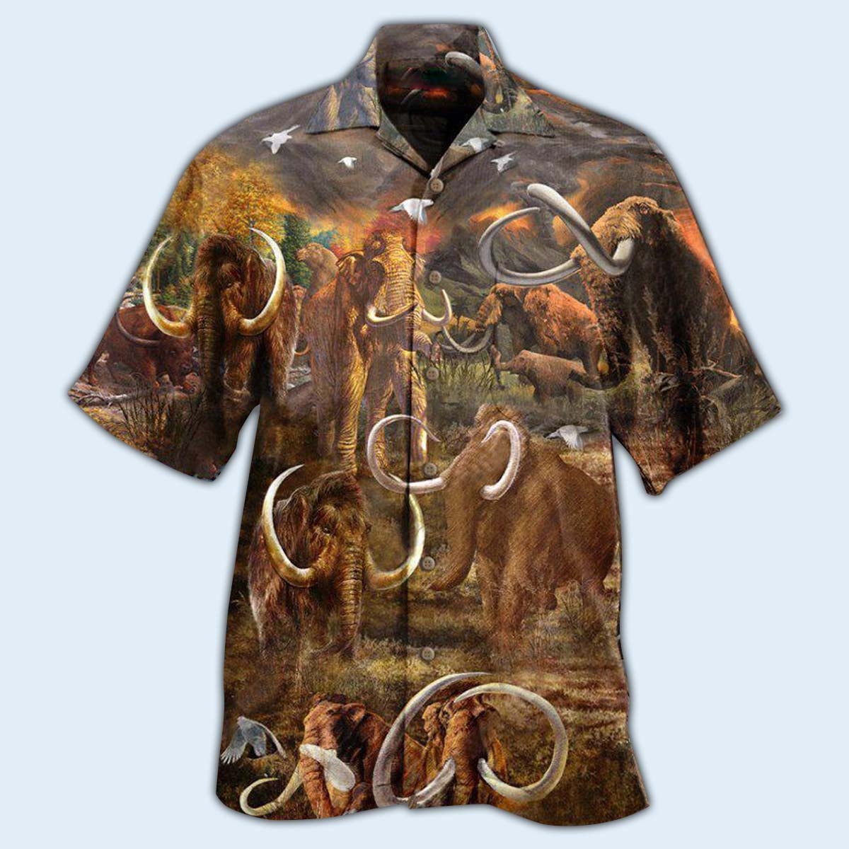 Mammoth Animals Bring Back Hawaiian Shirt Pattern Detail For Summer Holidays And Outdoor Fun