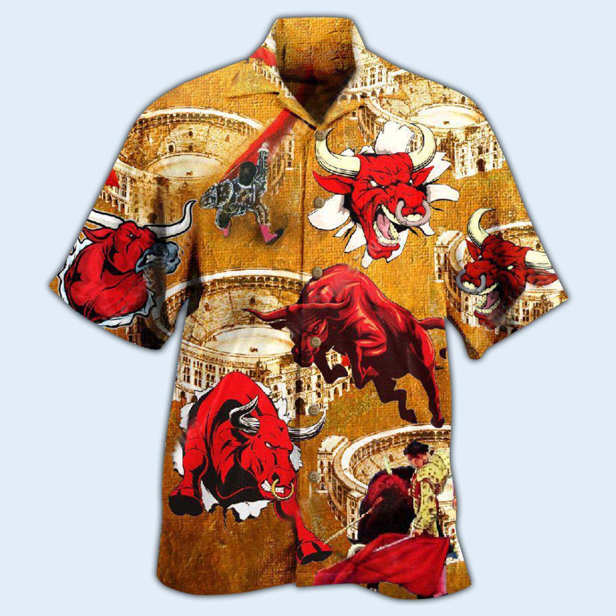 Bull Hawaiian Shirt With All Over Print For Island Holidays Summer Parties And Casual Outdoor Wear