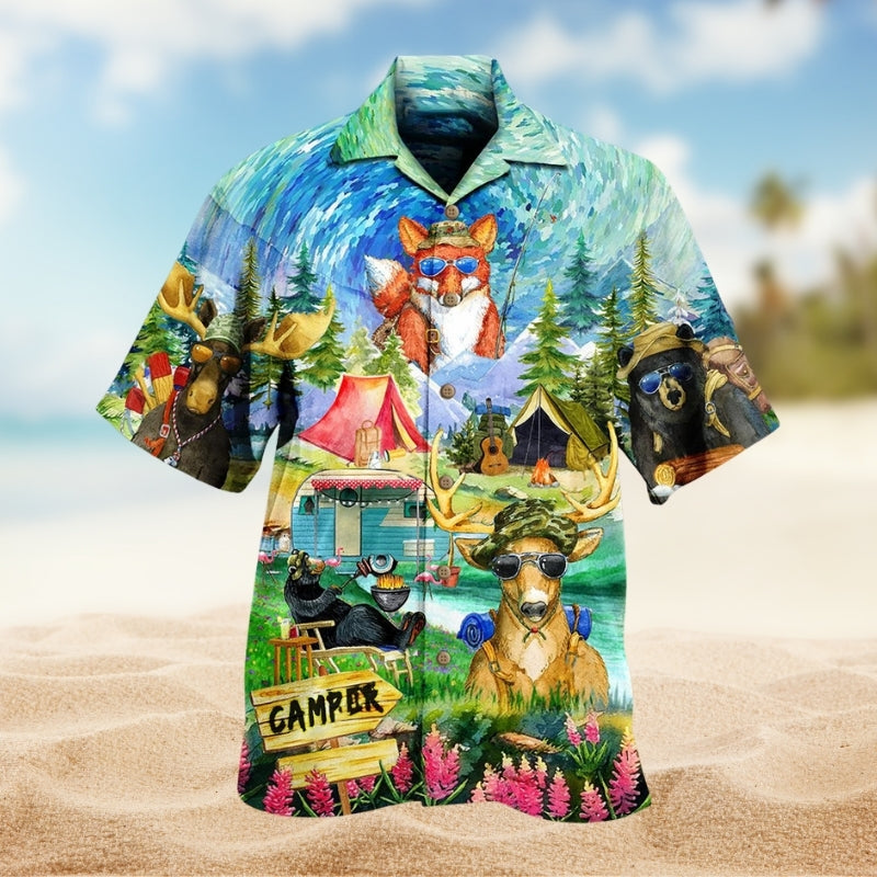 Festive Christmas Dog Santa Hawaiian Shirt Relaxed Style View For Weekend Trips