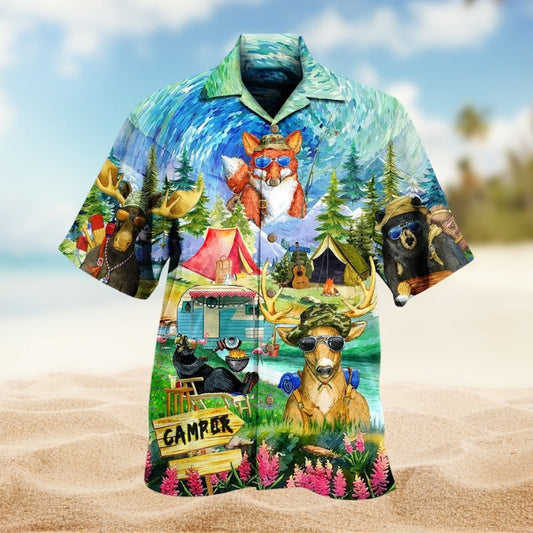 Festive Christmas Dog Santa Hawaiian Shirt Relaxed Style View For Weekend Trips