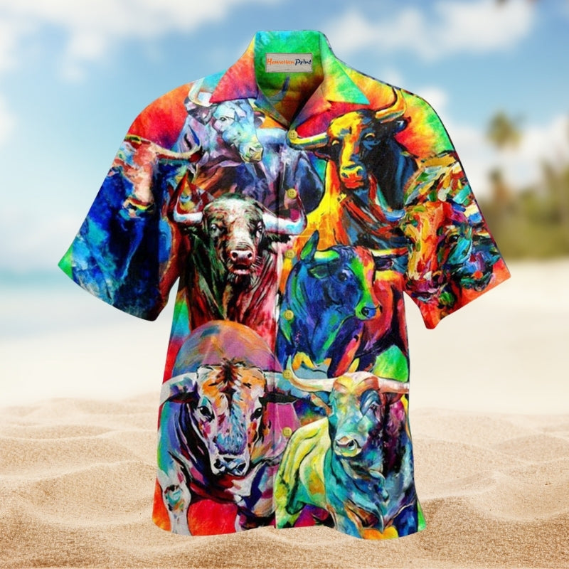 Colorful Bulls Hawaiian Shirt For Coastal Adventures Outdoor Gatherings And Casual Warm Weather Wear