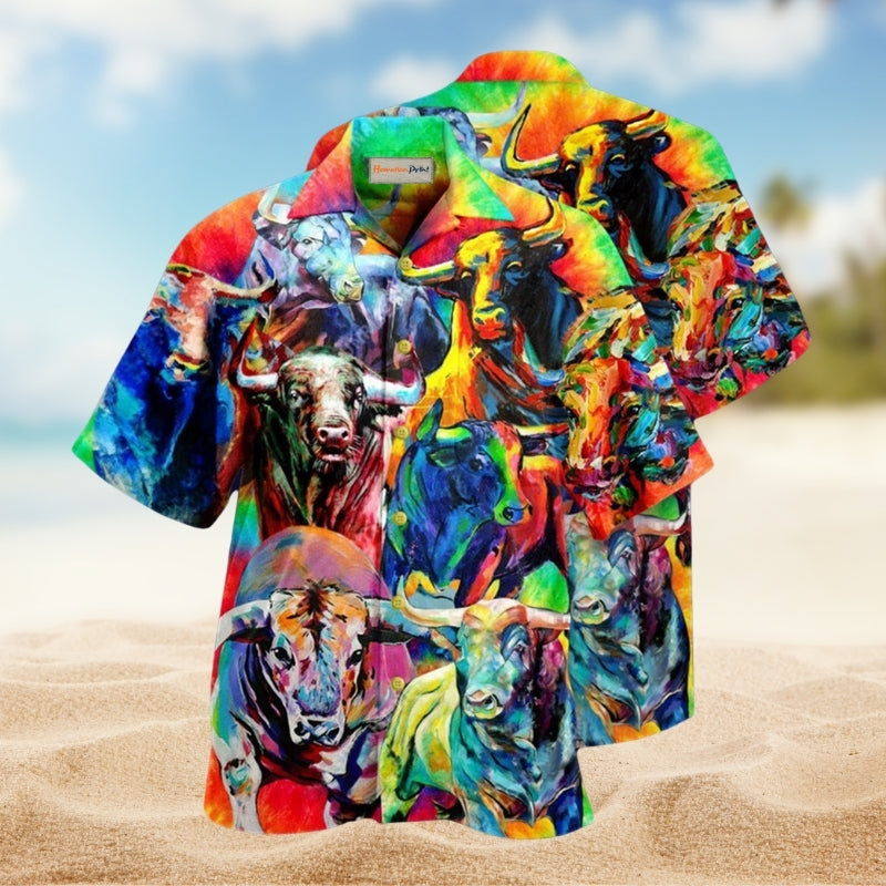 Colorful Bulls Hawaiian Shirt For Coastal Adventures Outdoor Gatherings And Casual Warm Weather Wear