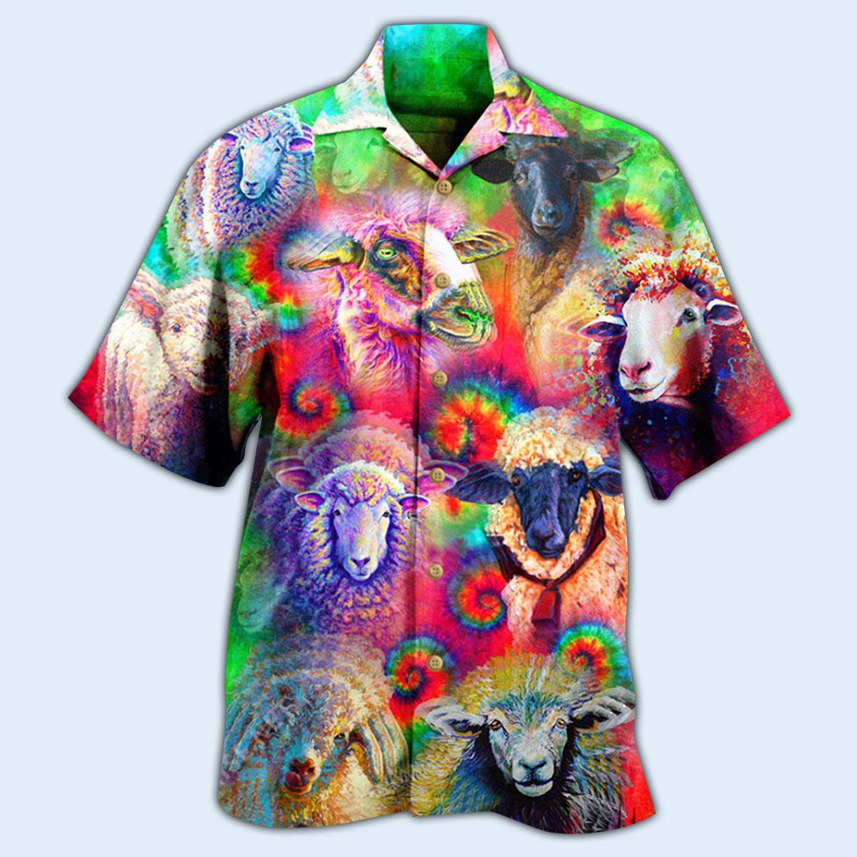 Colorful Sheep Hawaiian Shirt With Detailed Graphic For Coastal Vacations Warm Weather Events And Daily Style