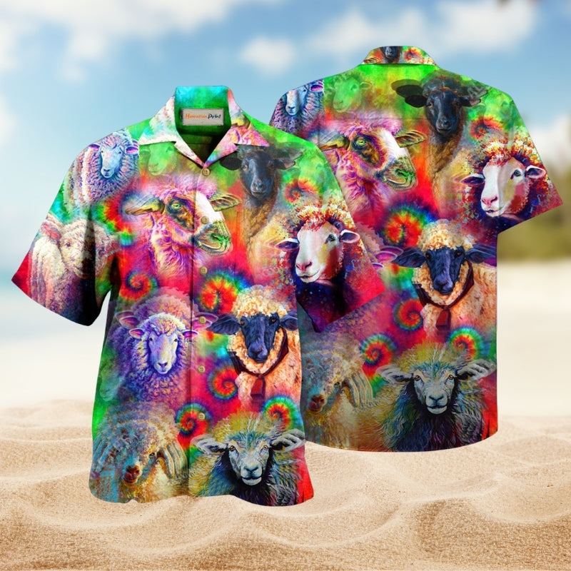 Colorful Sheep Hawaiian Shirt For Coastal Adventures Outdoor Gatherings And Casual Warm Weather Wear
