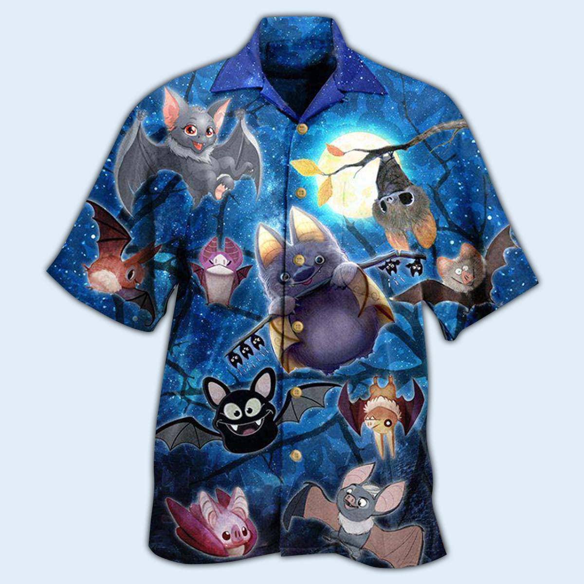 Cute Bat Hawaiian Shirt With All Over Print For Beach Days Resort Trips And Relaxed Everyday Style
