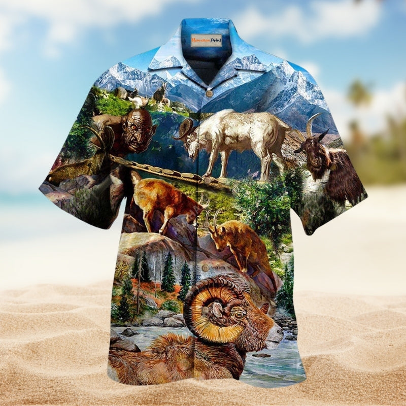 Playful Goat Confidence Hawaiian Shirt For Resort Travel Summer Events And Thoughtful Casual Gifting
