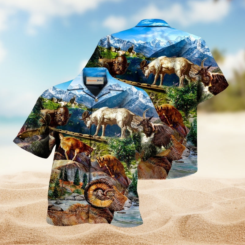 Playful Goat Confidence Hawaiian Shirt For Resort Travel Summer Events And Thoughtful Casual Gifting