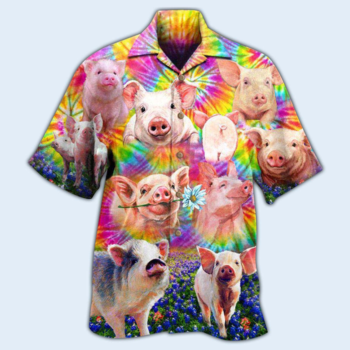 Floral Pig Easily Distracted Piggy Tiny Hawaiian Shirt For Beach Parties And Weekend Getaways