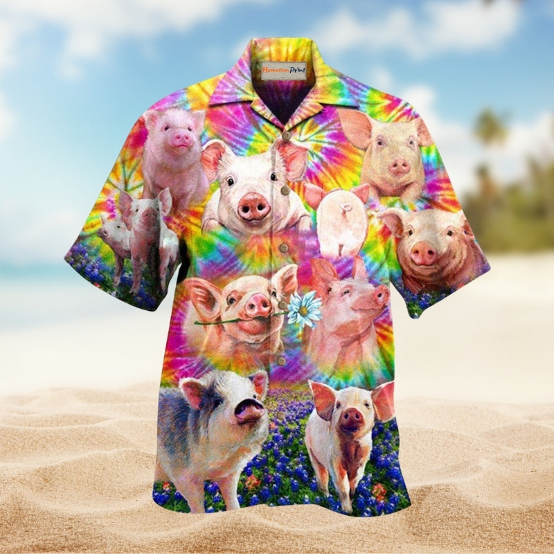 Playful Piglet Distraction Hawaiian Shirt For Tropical Travel Outdoor Parties And Relaxed Casual Wear