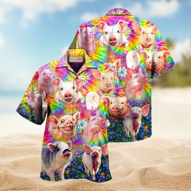 Playful Piglet Distraction Hawaiian Shirt For Tropical Travel Outdoor Parties And Relaxed Casual Wear