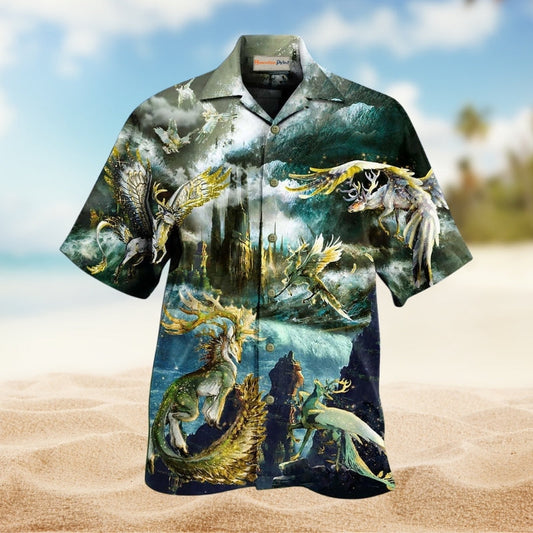 Mythic Flying Animals Hawaiian Shirt For Summer Gatherings Island Travel And Comfortable Casual Wear