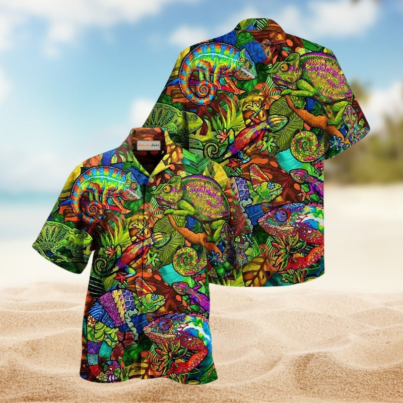 Colorful Abstract Animal Pattern Hawaiian Shirt For Summer Vacation Beach Travel And Relaxed Casual Wear