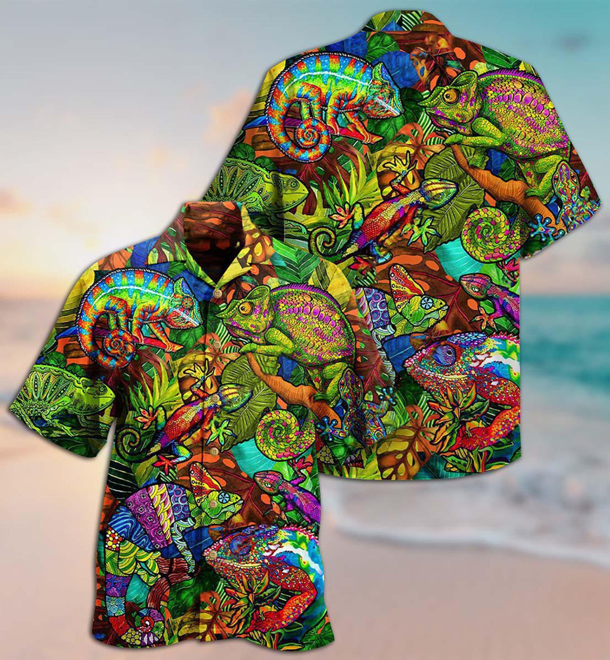 Abstract Chameleon Animals Full Hawaiian Shirt For Coastal Adventures And Warm Weather Wear